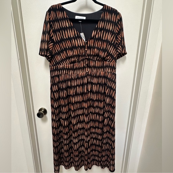 NEW PENN Addition Elle Woven Printed Dress with Short Sleeves 1X - Picture 2 of 11